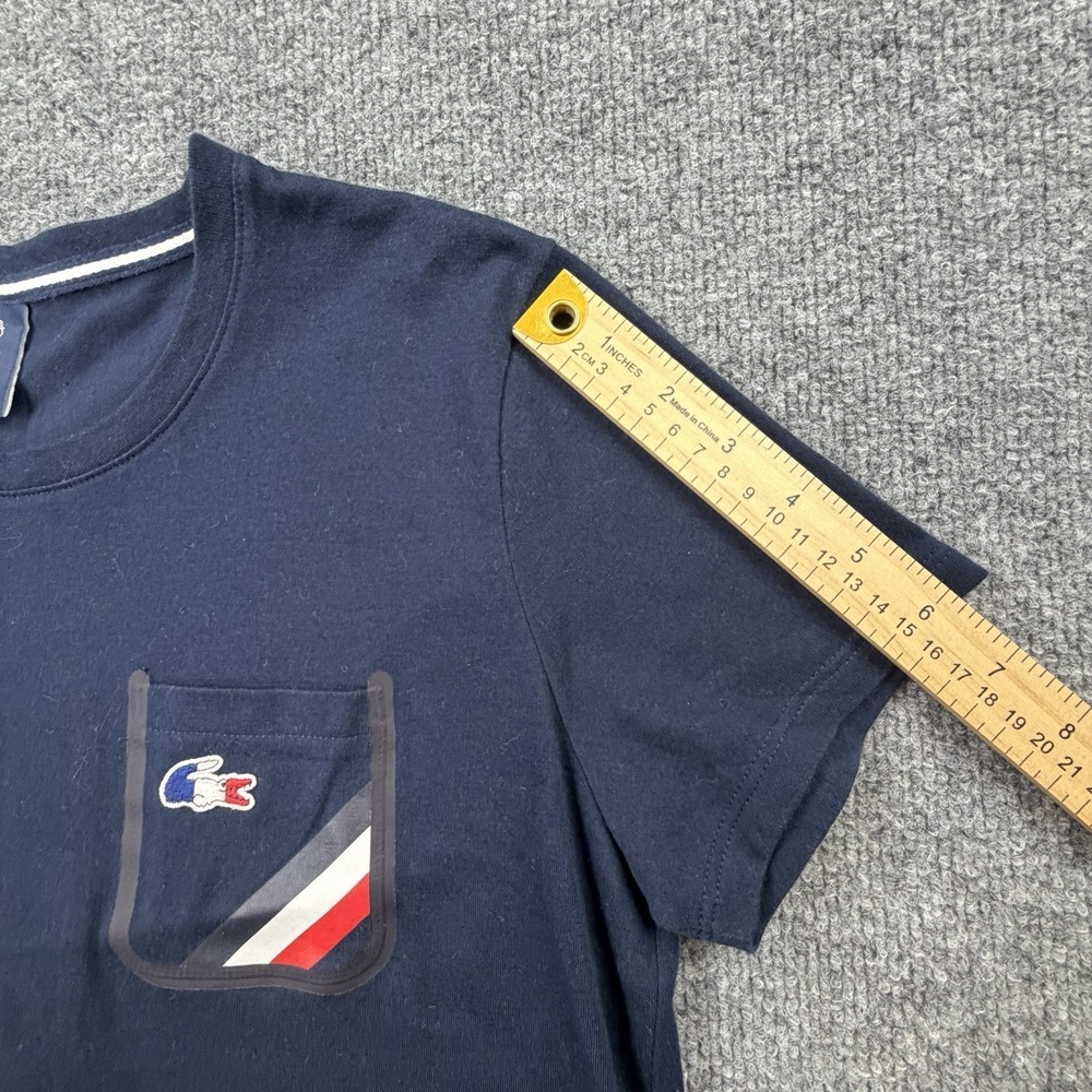 Lacoste France Olympic Team T Shirt Women 42 Navy Crocodile Tee - Picture 5 of 9